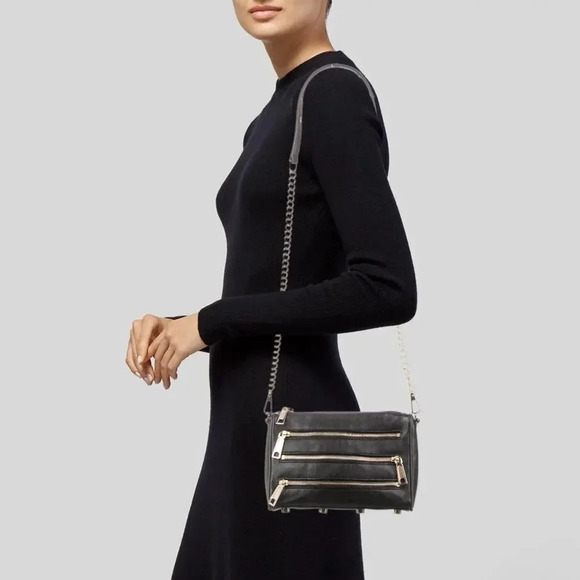 Rebecca Minkoff Leather Crossbody Bag Triple Zip Purse - Picture 1 of 12